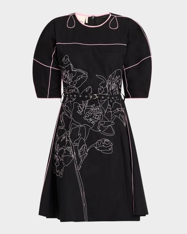 Sahara Cutout Floral-Embroidered Dress